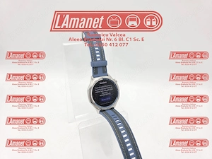 SmartWatch GT 5 46mm Silver-Blue Bratara Silicon Blue Stare Buna