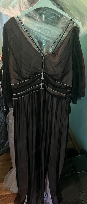 Rochie lungă neagră din  mătase naturală 
