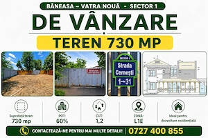 Vanzare teren intravilan 730mp Baneasa   Vatra Noua - Strada Cernesti 22 Jandarmeriei Apicultorilor