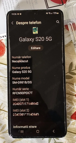 Galaxy S20 5G - stare impecabilă, accesorii incluse