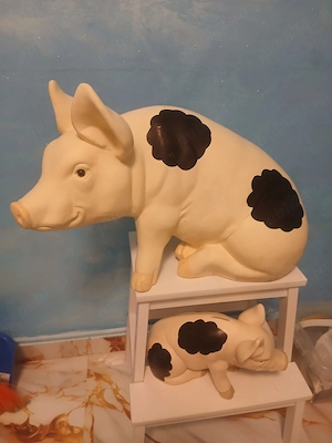 Figurine mari din ceramică pentru grădină set purcel și purceluș