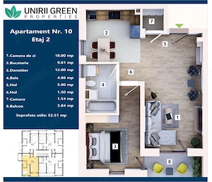 Apartament cu 2 camere Unirii Green Propertis