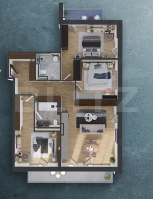 Apartament 4 camere, 100 mp, 2 balcoane 18 mp, Proiect Nou nZEB, Zona Rivus - imagine 2