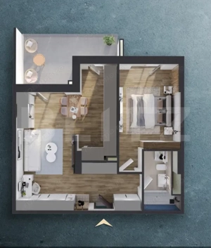 Apartament 2 camere, 59mp, balcon 13mp, Proiect Nou nZEB, Zona Rivus - imagine 2
