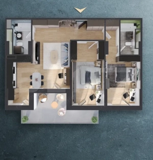 Apartament 3 camere, 81mp, balcon 15mp, Proiect Nou nZEB, Zona Rivus - imagine 2
