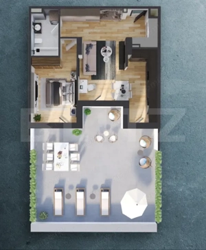 Apartament 2 camere, 58mp, terasa 63mp, Proiect Nou nZEB, Zona Rivus - imagine 2