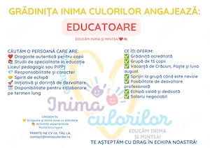 Angajăm educatoare Gradinita Inima Culorilor