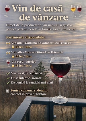 vin natural de casa din Vrancea