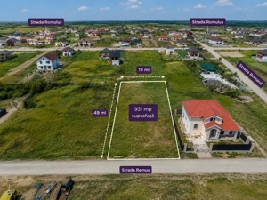 Teren intravilan 931 mp | Front 19 ml | Utilități | Asfalt | Dudeștii Noi