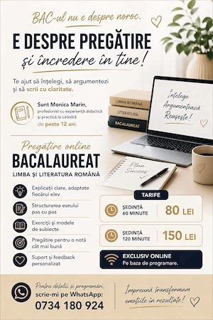 BAC Română fără comentarii învățate pe de rost | Online | Monica Marin 