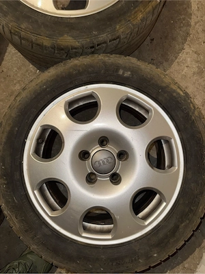 Jante aliaj R16 5x112 + rezerva aliaj | 5 roti complete | capace Audi - imagine 4