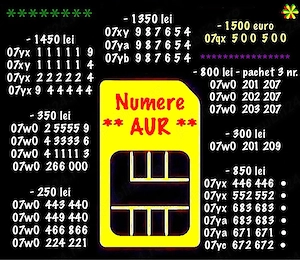 Numere Vip Aur Gold * Numar telefon Platinum * Cartela