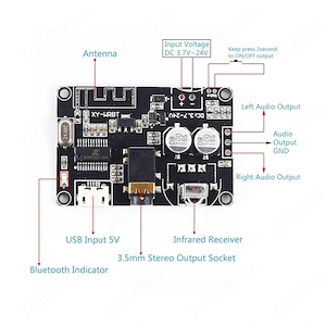 Modul Bluetooth XY-WRBT BLE 5.0 cu Telecomandă   Decoder Audio Stereo 3.7V 24V pentru Boxe DIY & Amp - imagine 5