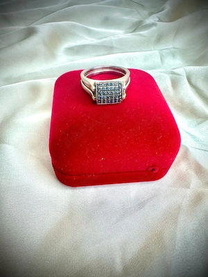 inel vintage interschimbabil din argint cu diamante alb-negru