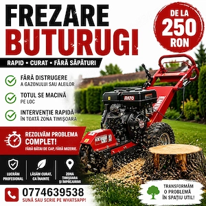 Frezăm buturugi și rădăcini fără săpături! Scapă rapid de buturugile inestetice din curte!