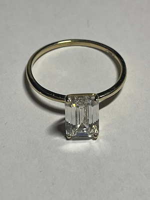 Inel de logodna aur 14K cu diamant 2,06ct ,taietura smarald , NOU