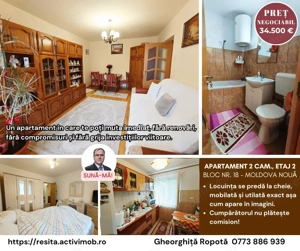 Apartament 2 camere in zona centrala Moldova Noua