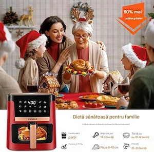 Air Fryer cu aer cald, Friteuza fara ulei sertar cu geam transparent Deime 1700W Capacitate 7.5 litr - imagine 2
