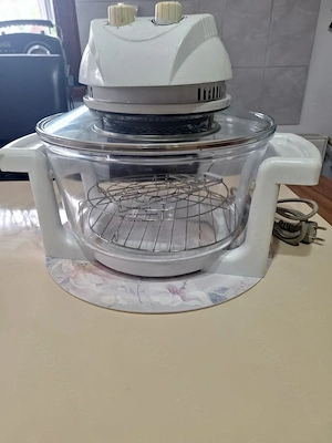 Cuptor air fryer sticla cu convectie Majestc 1300W, 12 litri, 250 grade, timer, alb