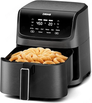 Friteuză cu aer cald, 6,2 litri, capacitate mare, fără ulei, cuptor cu aer cald, 1500 W, aragaz sănă