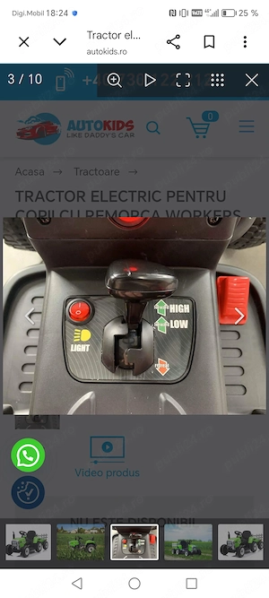 Vand tractor electric cu remorca pentru copii
