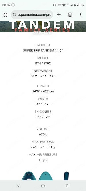  Vand Aqua Marina Super Trip Tandem XXL nou nouța 