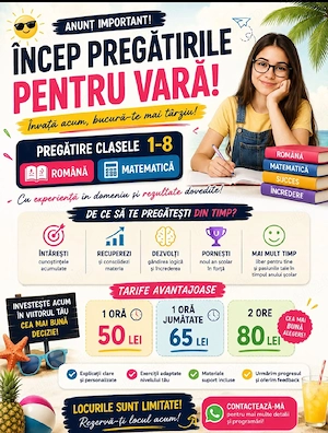 Pregatire pe timpul verii clasele 1-8 Română si Matematică 