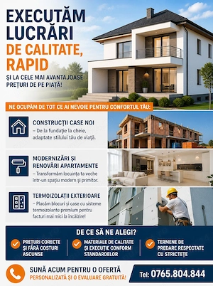 Executăm lucrări de calitate rapid si la prețuri accesibile