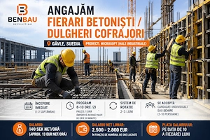 Angajam echipe Fierar betonisti-Dulgheri santiere Suedia 
