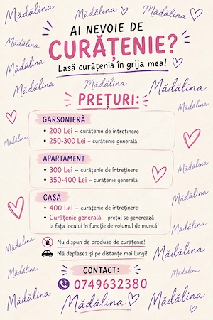Curățenie la domiciliu! Nu caut oameni la curățenie nu angajez!!!