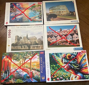 Vand cutii puzzle complete de  1000 buc.