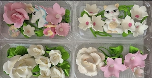 Ornamente tort din zahăr (set de 4 cutii, 520 grame) 