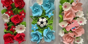 Trandafiri zahăr, figurine zahăr pentru ornare tort. Set de 4 cutii