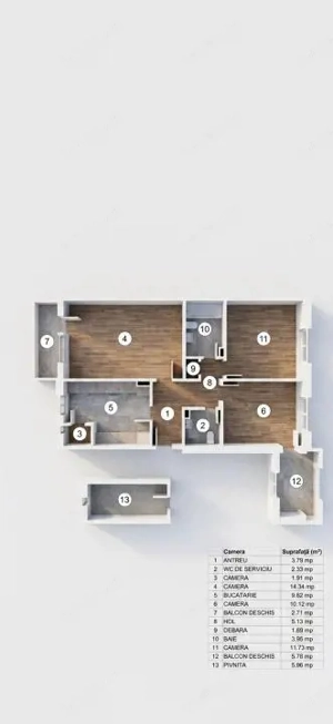 Apartament cu 3 camere 2 bai 2 balcoane si pivnita de vanzare in Strand - imagine 9