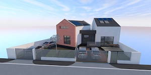 TEREN INTRAVILAN CARANSEBES cu proiect autorizat de casa tip duplex.