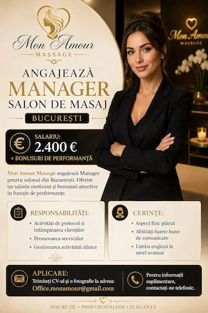 Manager pentru salonul- Mon Amour. 