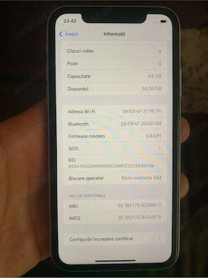 iPhone 11, impecabil, totul functional