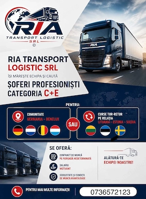 Angajez sofer camion C+E tur retur
