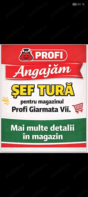 Angajez șef tură sau casier la Profi din Giarmata Vii