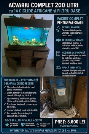 Acvariu 200l cu ciclide africane