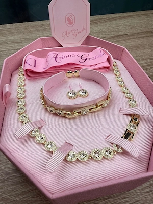 Set Bijuterii Damă, Colier, Brățară și Cercei Placat cu Auriu