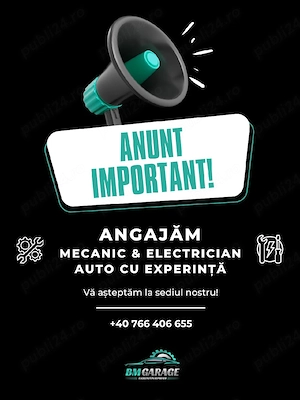 angajam mecanic si electrician auto