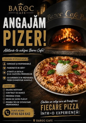 Angajăm pizzer cu experiență sau dornic să învețe.