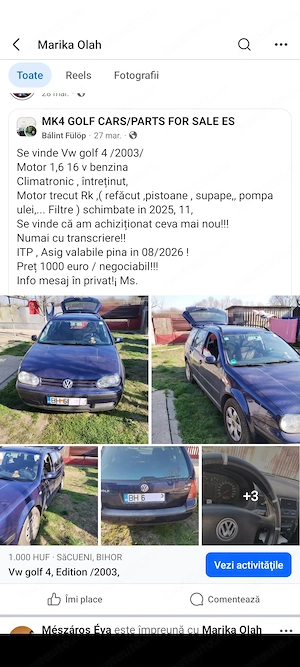 Vw golf 4 , 1,6   16V  Benzina 2002 09  - imagine 2