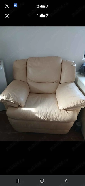Fotoliu piele naturala bej 