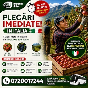 Angajăm lucrători agricoli în Italia | Salariu de la 8   oră | Cazare asigurată