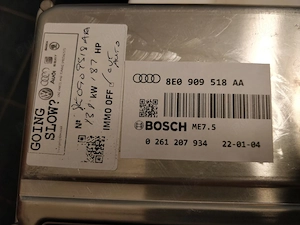 Vand ECU Stage 1 AUDI A4 1.8T BFB 163 Stage 1 Remap 187 HP, 270 NM 8E0909518AA IMMO OFF