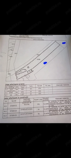 Vând Teren Intravilan 2.819 mp în Jariștea (Vrancea)   Deschidere la Drumul Județean și Drumul Comun