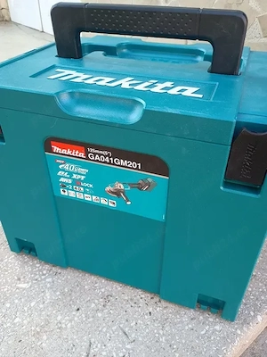 Polizor unghiular Makita cu 2 baterii și statie încărcare