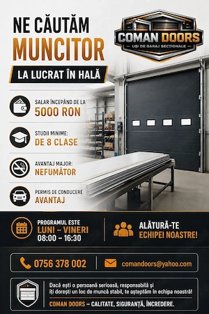 ne cautam colegi, muncitori in fabrica de usi garaj